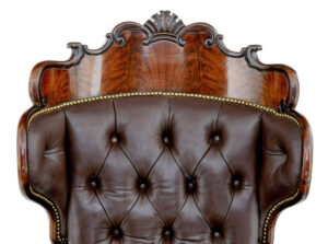 Mid 19th Century French Empire Mahogany and Leather Reclining Chair — thumbnail 2