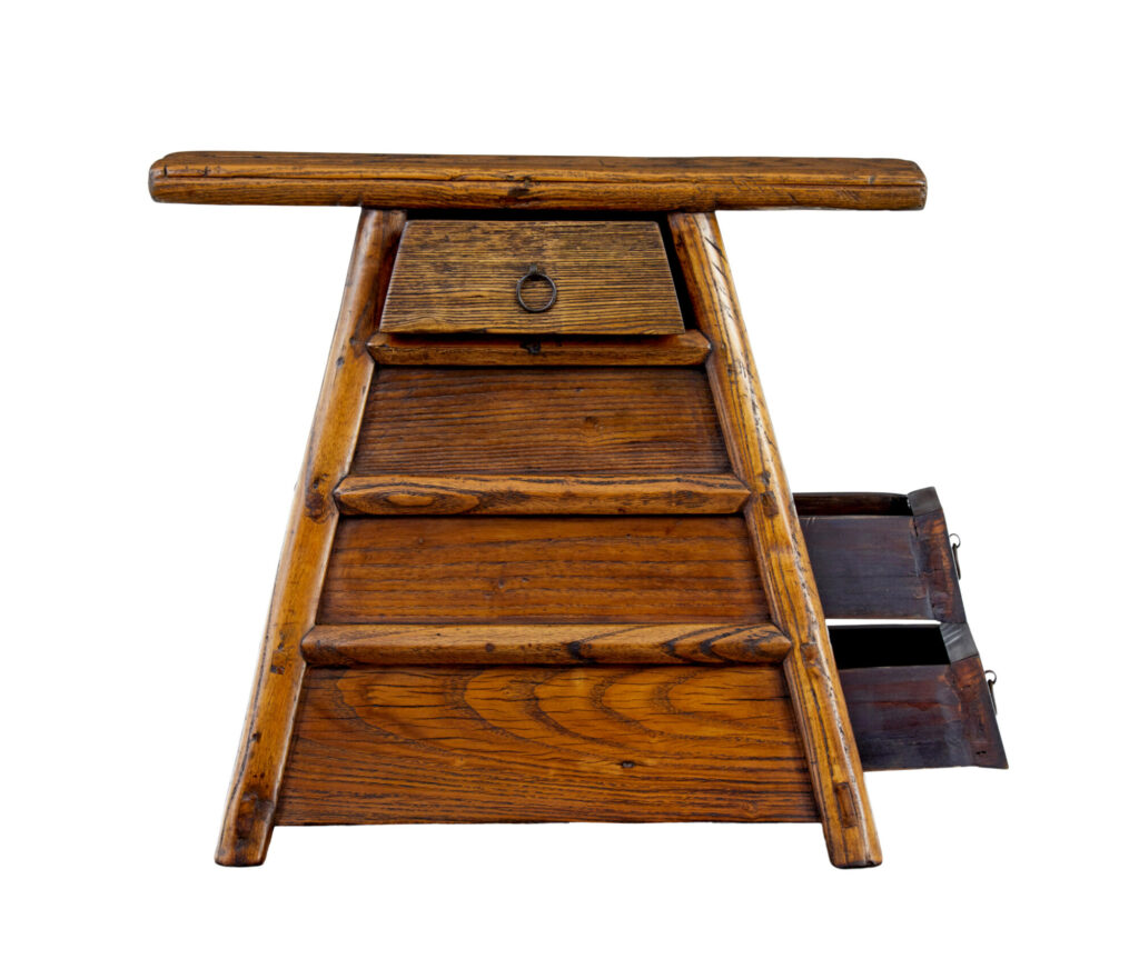 Small 19th Century Elm Table Top Chest of Drawers — image 6