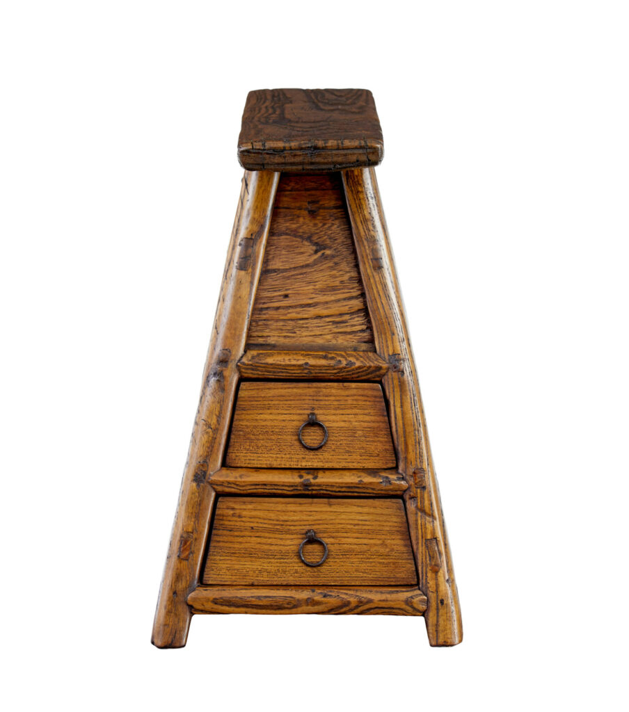 Small 19th Century Elm Table Top Chest of Drawers — image 5