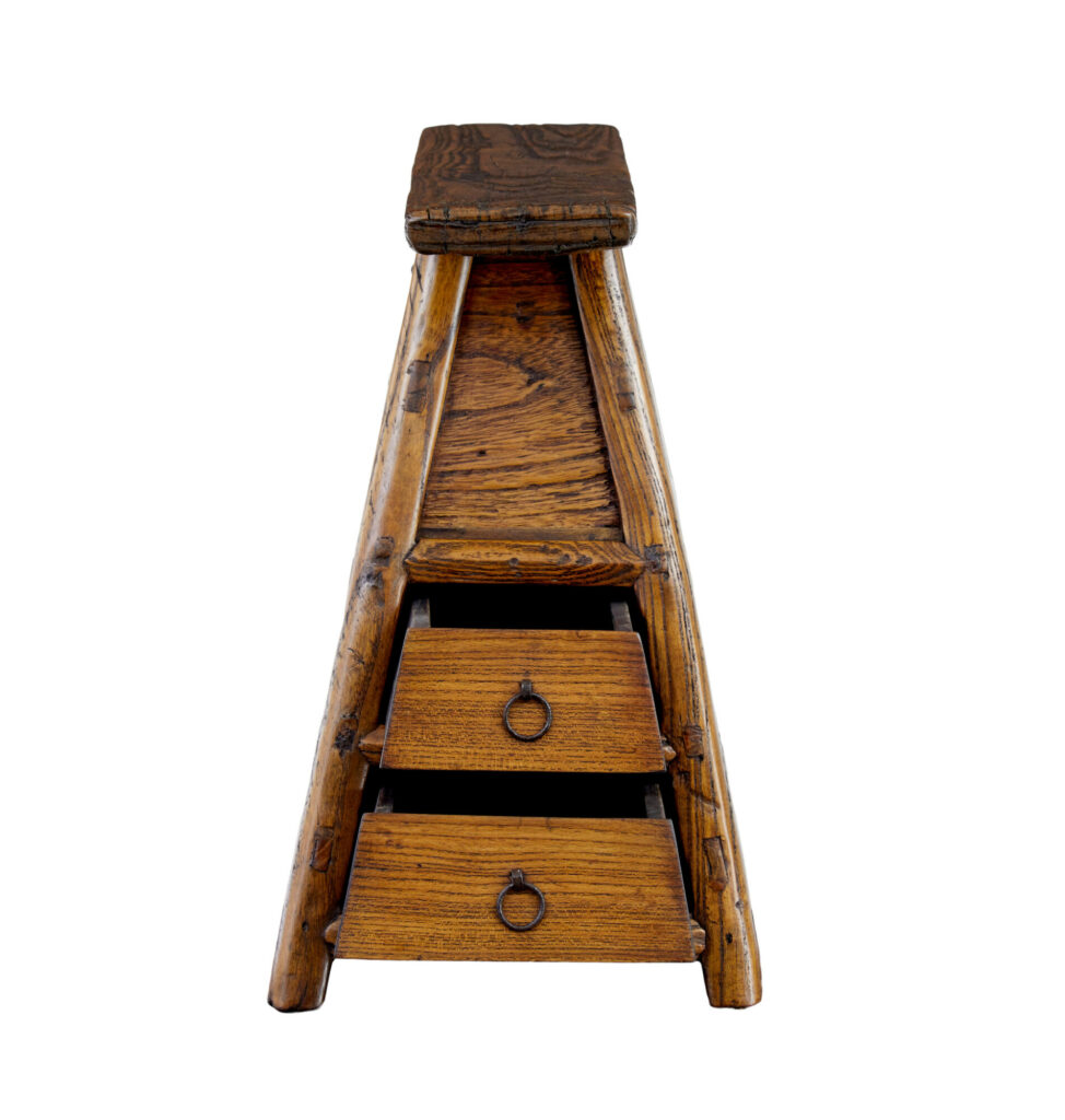 Small 19th Century Elm Table Top Chest of Drawers — image 4