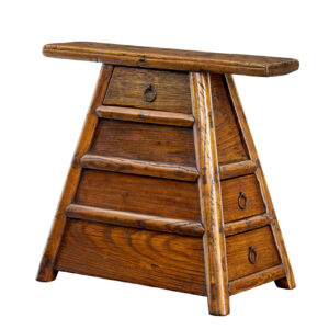 SMALL 19TH CENTURY ELM TABLE TOP CHEST OF DRAWERS