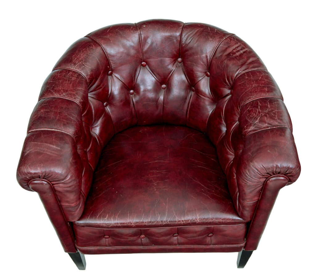 Pair of Mid 20th Century Red Leather Club Armchairs — image 3