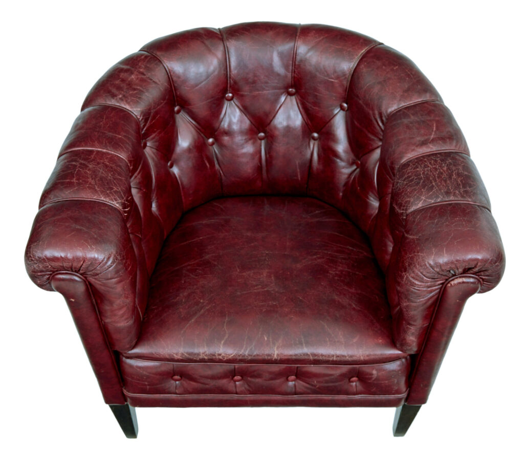 Pair of Mid 20th Century Red Leather Club Armchairs — image 2