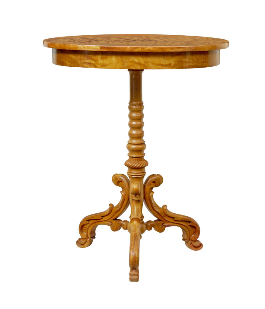 Swedish 19th Century Carved Birch Occasional Table
