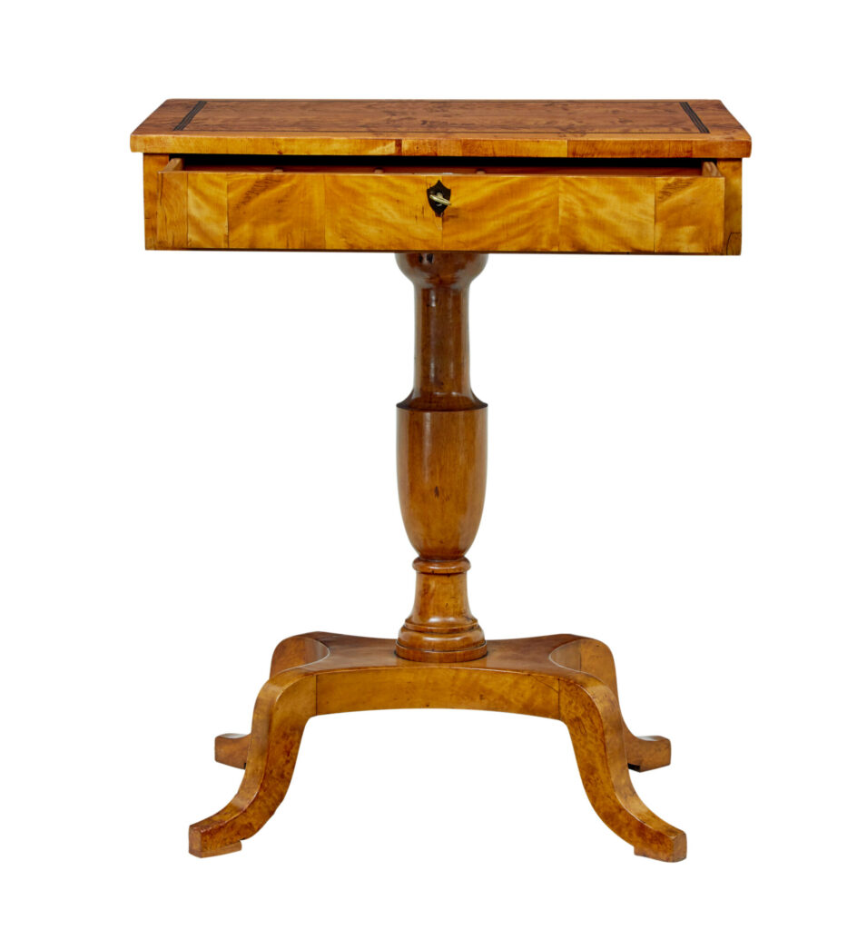 Swedish 19th Century Inlaid Empire Revival Birch Side Table — image 2