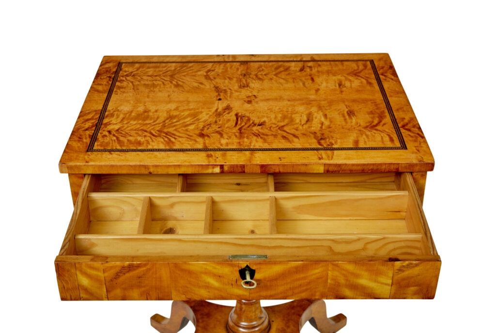 Swedish 19th Century Inlaid Empire Revival Birch Side Table — image 5