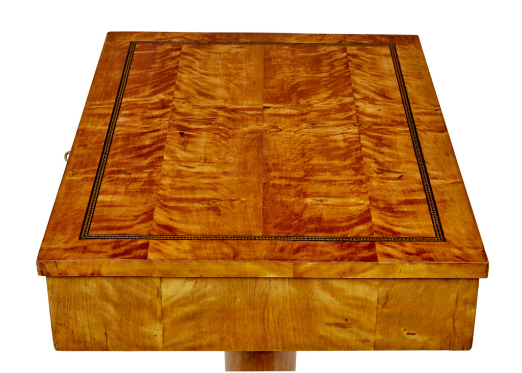 Swedish 19th Century Inlaid Empire Revival Birch Side Table — image 4