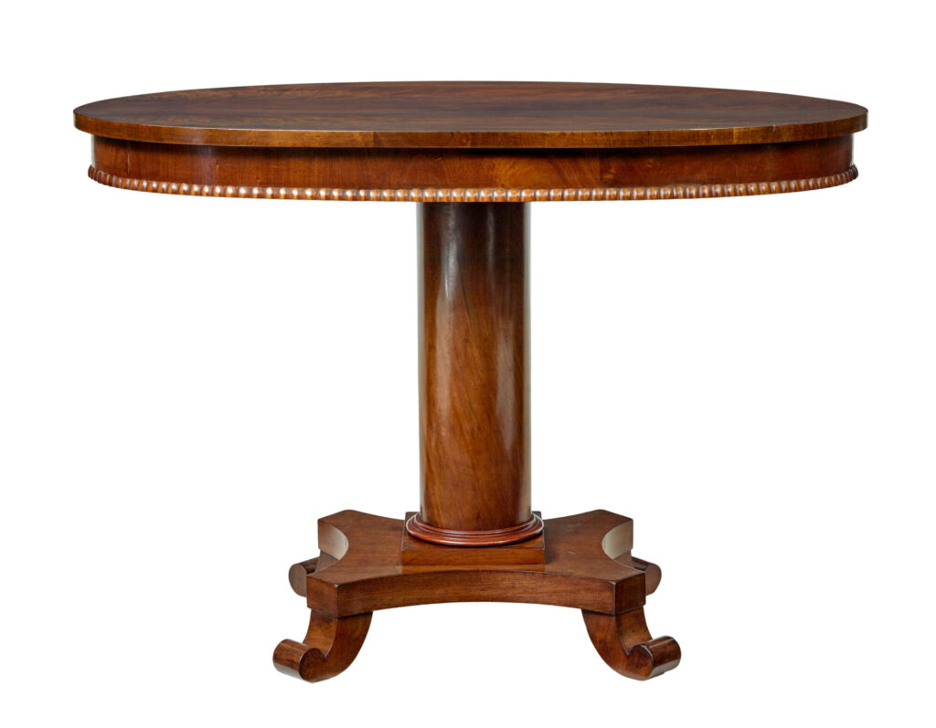 19th Century Scandinavian Flame Mahogany Oval Table