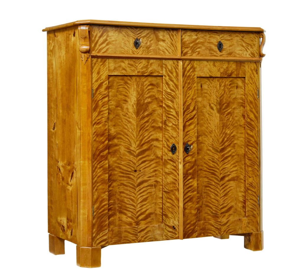 19th Century Swedish Tiger Birch Cupboard
