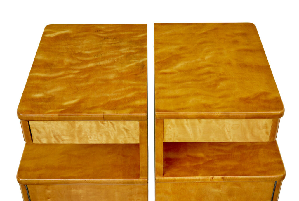 Pair of Mid Century Scandinavian Birch Bedside Cupboards — image 4