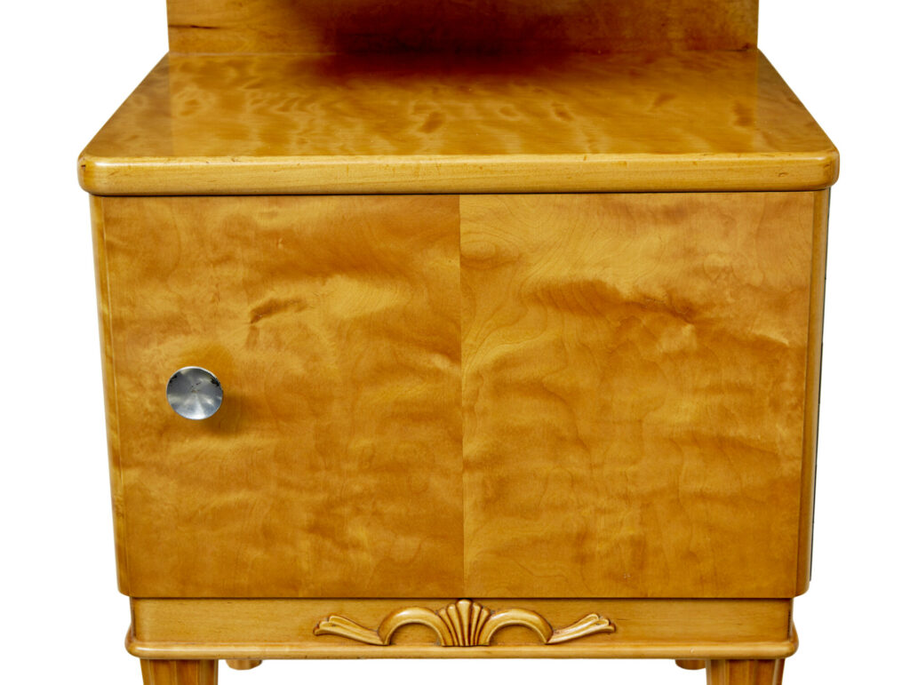 Pair of Mid Century Scandinavian Birch Bedside Cupboards — image 3