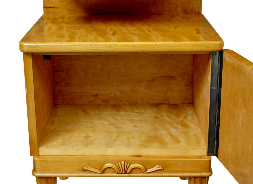 Pair of Mid Century Scandinavian Birch Bedside Cupboards — image 2
