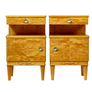 PAIR OF MID CENTURY SCANDINAVIAN BIRCH BEDSIDE CUPBOARDS