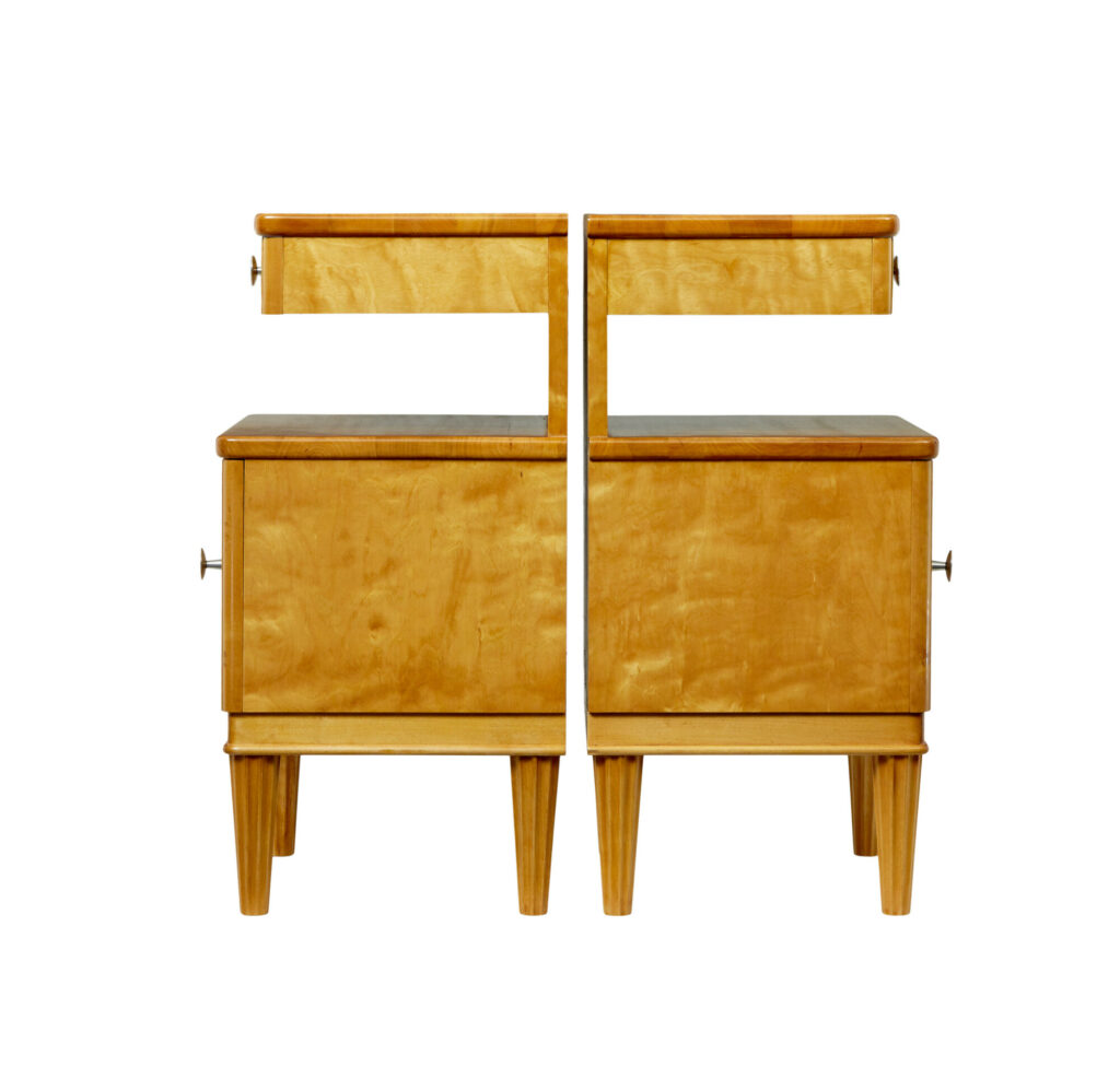 Pair of Mid Century Scandinavian Birch Bedside Cupboards — image 8