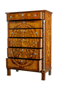 19th Century French Inlaid Mahogany 6 Drawer Inlaid Chest — thumbnail 12