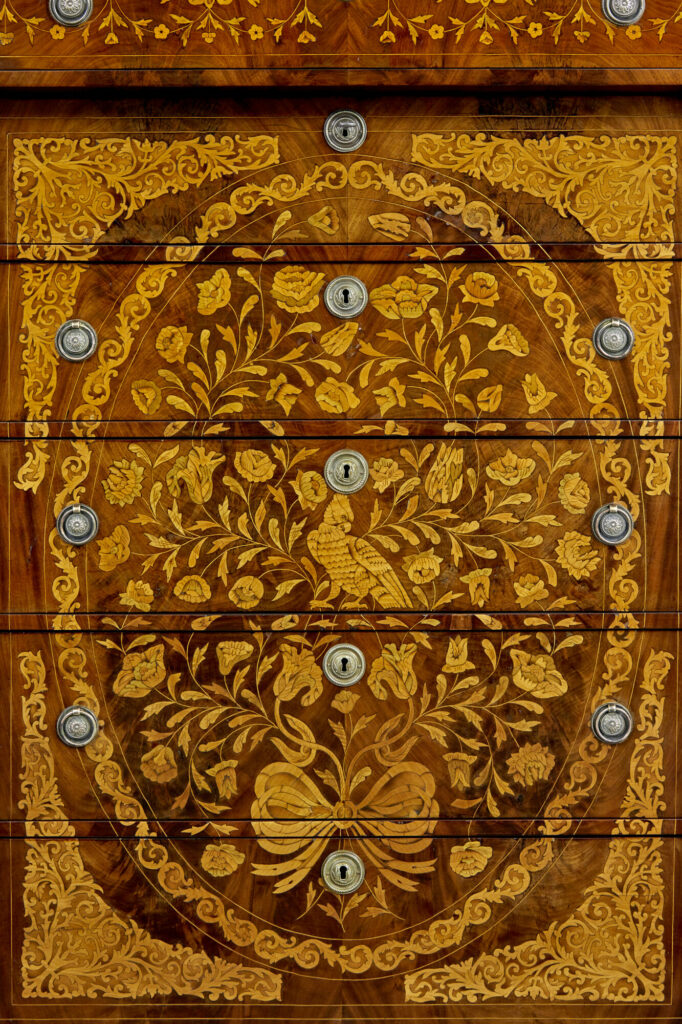 19th Century French Inlaid Mahogany 6 Drawer Inlaid Chest — image 7