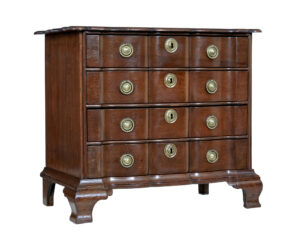 19TH CENTURY SHAPED FRONT OAK CHEST OF DRAWERS