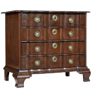 19TH CENTURY SHAPED FRONT OAK CHEST OF DRAWERS