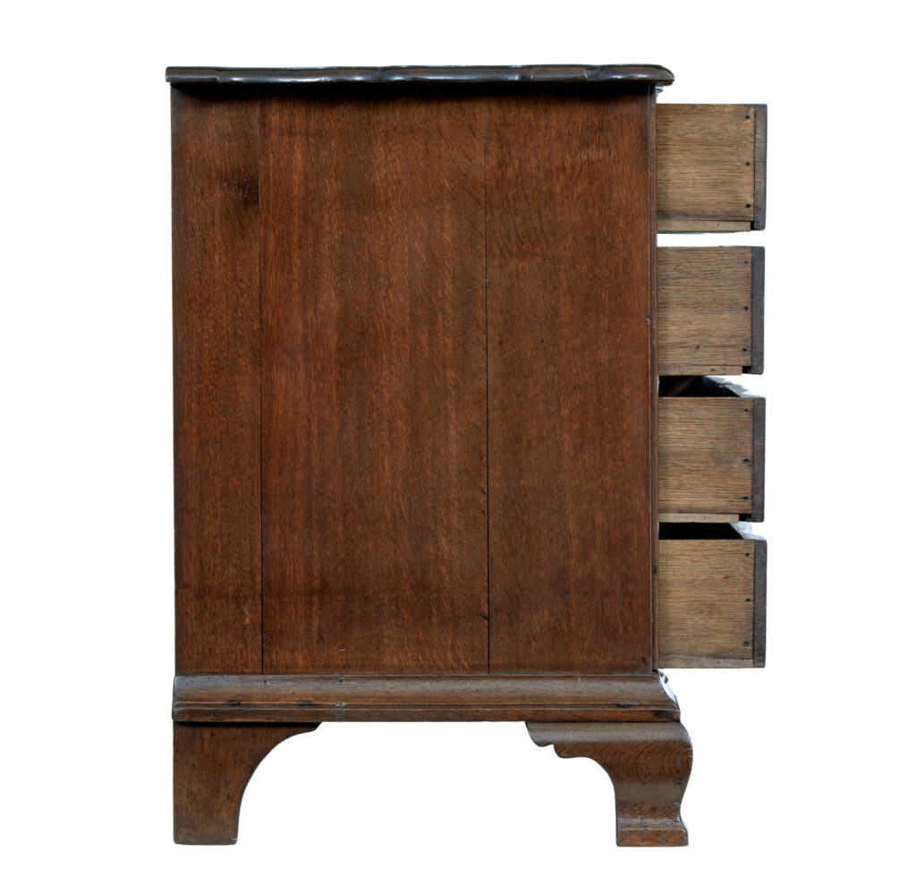 19th Century Shaped Front Oak Chest of Drawers — image 4