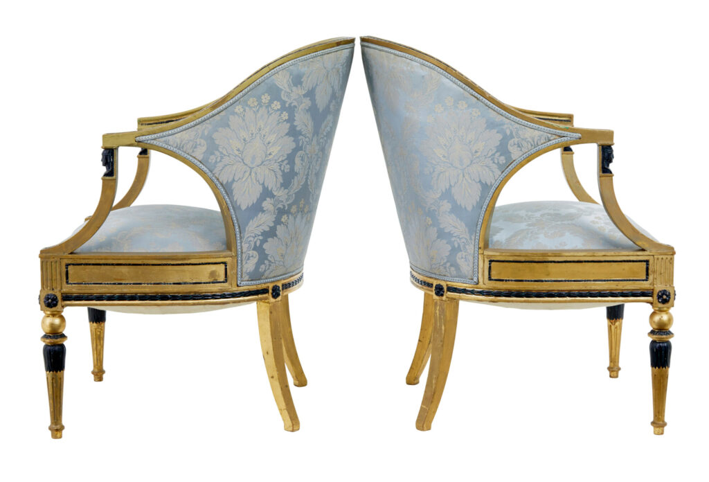 Pair of 19th Century Swedish Gothenburg Gilt Armchairs — image 10