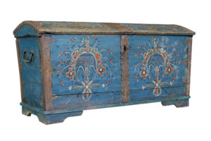 Swedish 19th Century Hand Painted Oak Coffer — thumbnail 1