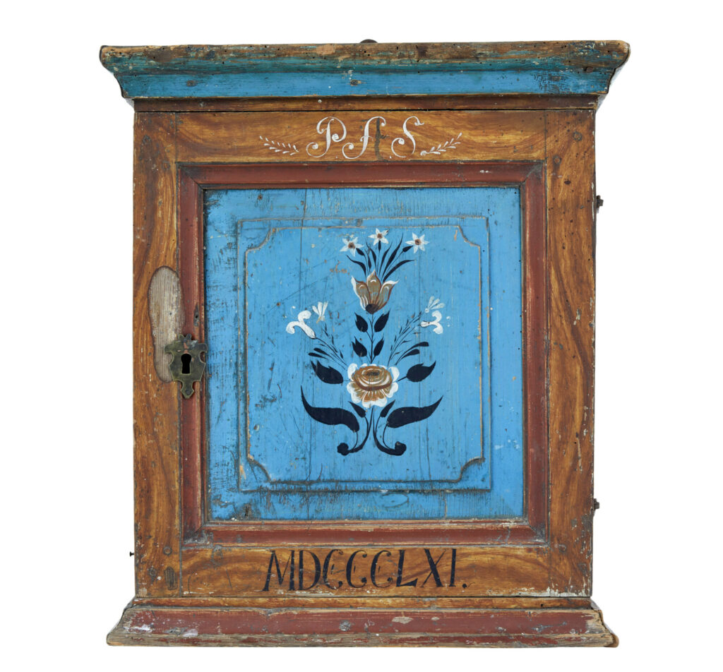 Hand Painted Mid 19th Century Swedish Pine Wall Cupboard — image 3