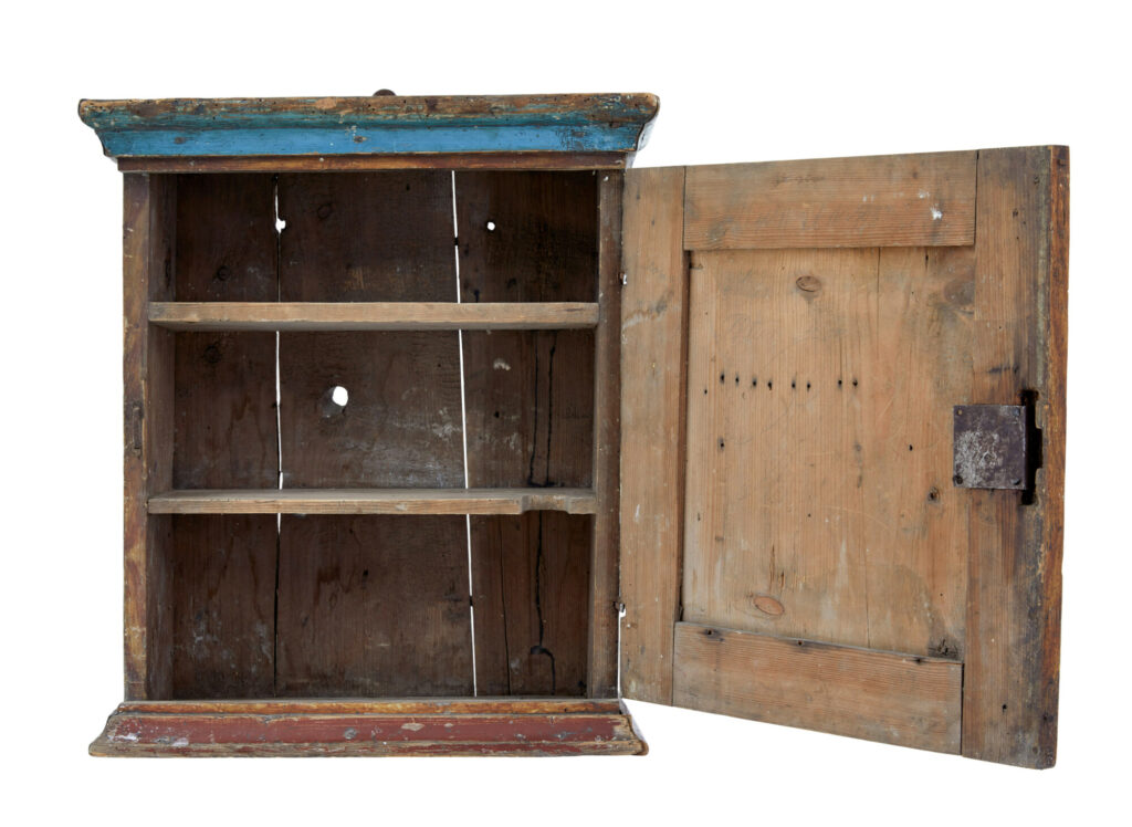 Hand Painted Mid 19th Century Swedish Pine Wall Cupboard — image 2