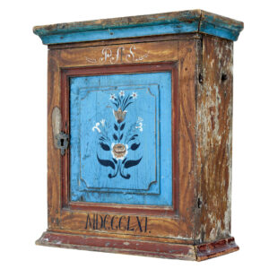 HAND PAINTED MID 19TH CENTURY SWEDISH PINE WALL CUPBOARD