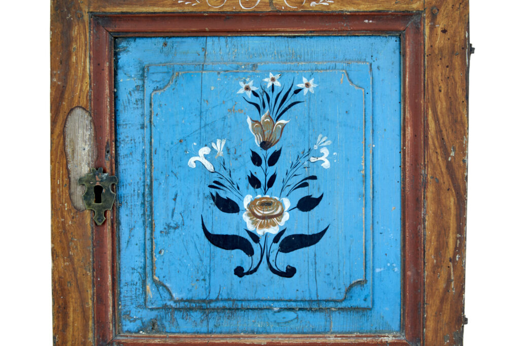 Hand Painted Mid 19th Century Swedish Pine Wall Cupboard — image 6
