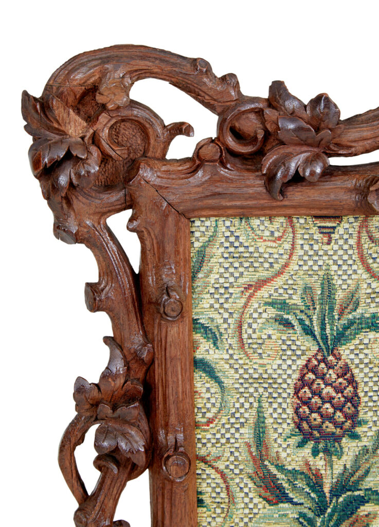 19th Century Carved Oak Black Forest Fire Screen — image 4