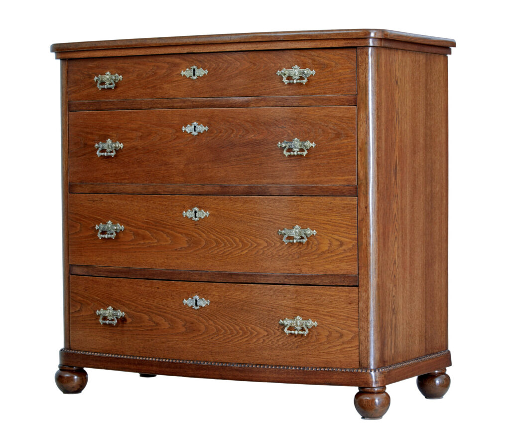 19th Century Bow Front Oak Chest of Drawers