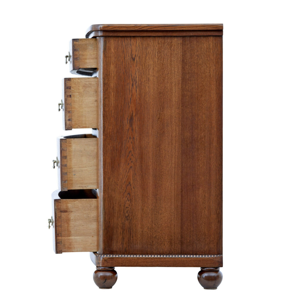 19th Century Bow Front Oak Chest of Drawers — image 8