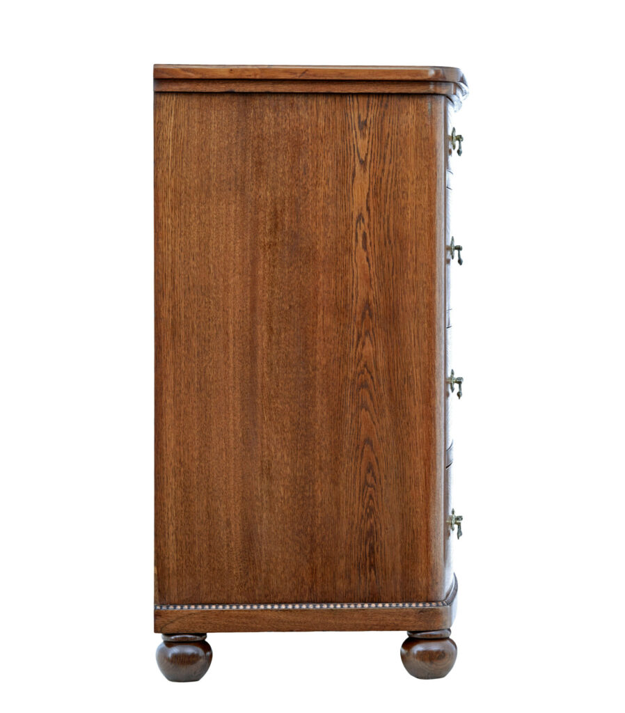 19th Century Bow Front Oak Chest of Drawers — image 6