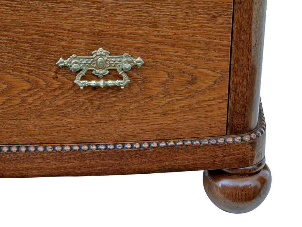 19th Century Bow Front Oak Chest of Drawers — image 4