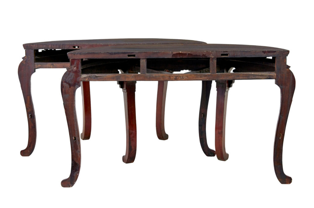 Pair of 19th Century Red Lacquer Chinese Demi Lune Tables — image 7