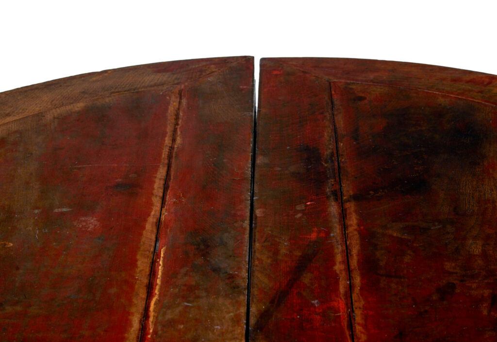 Pair of 19th Century Red Lacquer Chinese Demi Lune Tables — image 4