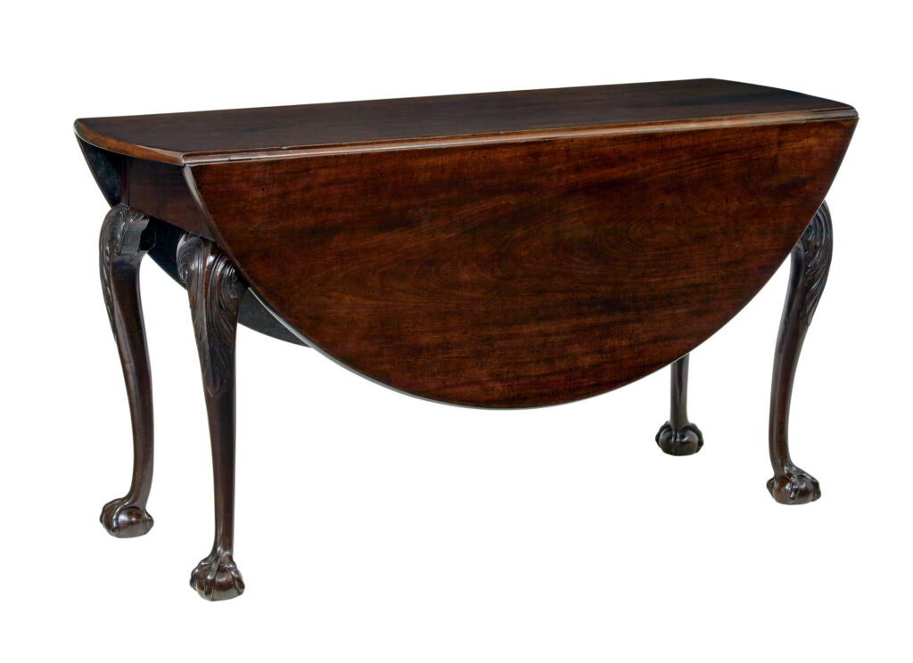 18th Century Carved Mahogany Dropleaf Table
