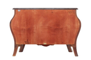 Mid Century Rococo Revival Fossil Marble Bombe Commode — thumbnail 7