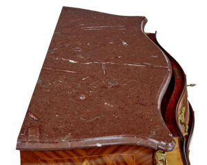 Mid Century Rococo Revival Fossil Marble Bombe Commode — thumbnail 5