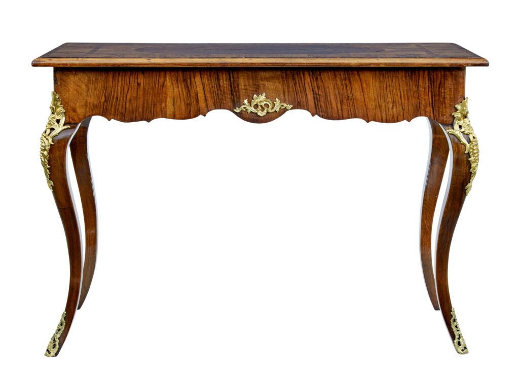 19th Century Rococo Revival Walnut and Ormolu Inlaid Table — image 2