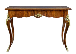 19th Century Rococo Revival Walnut and Ormolu Inlaid Table — thumbnail 2