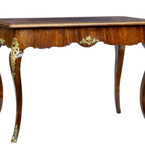 19TH CENTURY ROCOCO REVIVAL WALNUT AND ORMOLU INLAID TABLE