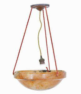 ART DECO ALABASTER HANGING DISH LIGHT
