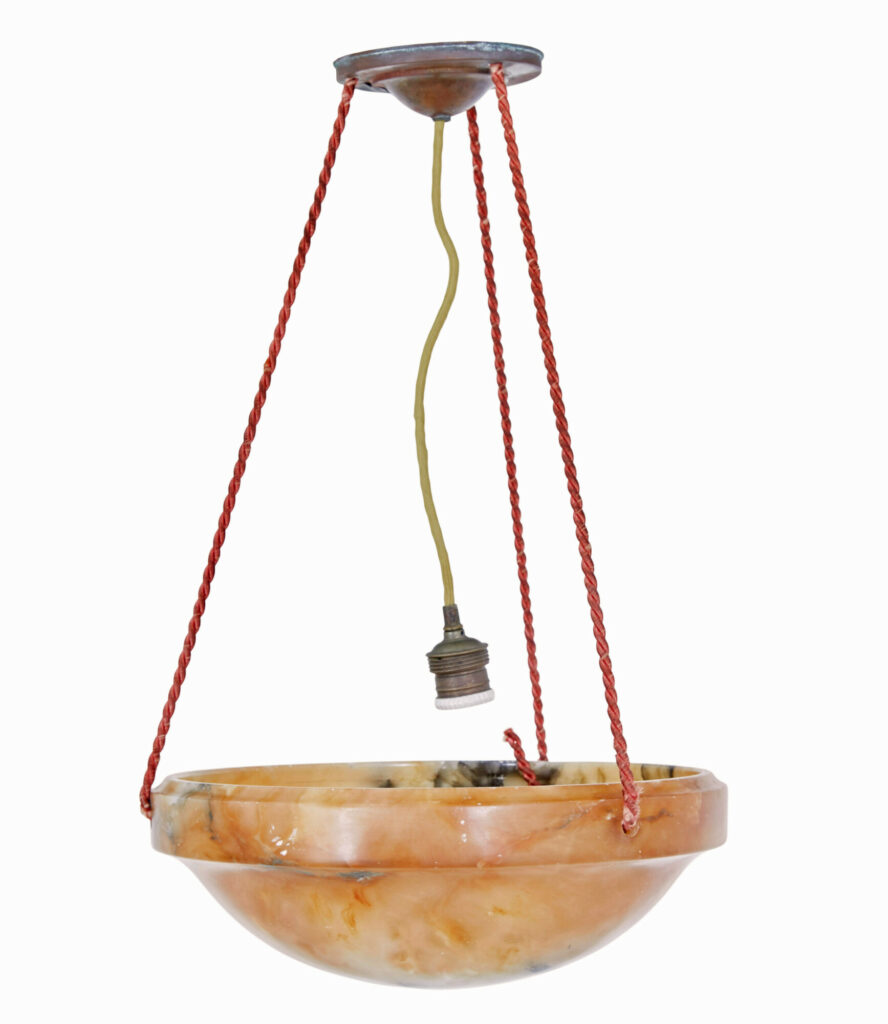 ART DECO ALABASTER HANGING DISH LIGHT