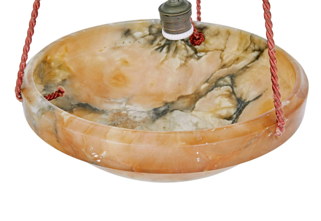 Art Deco Alabaster Hanging Dish Light — image 5