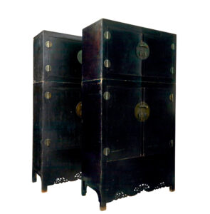 PAIR OF 19TH CENTURY BLACK LACQUERED CHINESE COMPOUND CABINETS