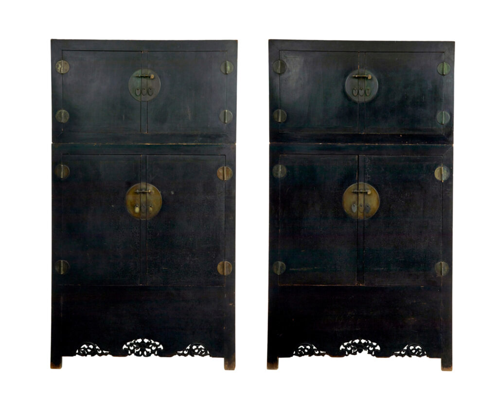 Pair of 19th Century Black Lacquered Chinese Compound Cabinets — image 12