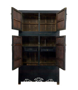 Pair of 19th Century Black Lacquered Chinese Compound Cabinets — thumbnail 11