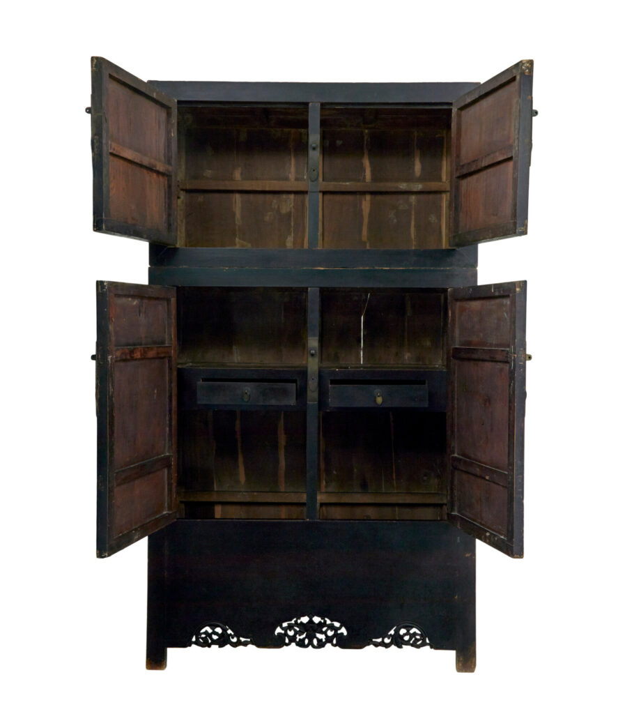 Pair of 19th Century Black Lacquered Chinese Compound Cabinets — image 11