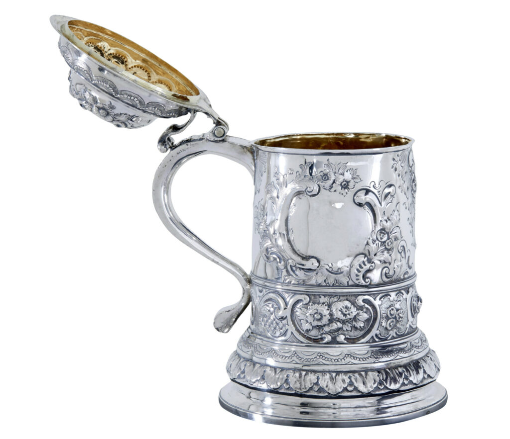 George I Silver Rococo Silver Lidded Tankard by John Penfold — image 13